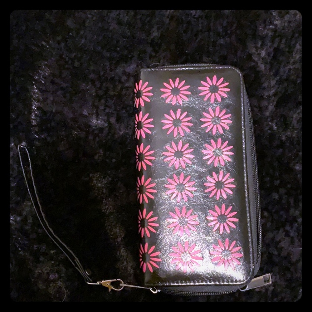 Pink  and Black Clutch Vegan Leather